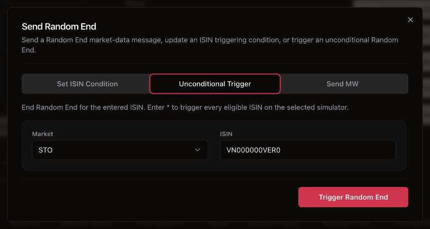 Random End Unconditional Trigger tab