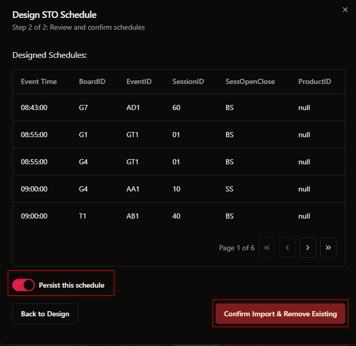 Schedule Confirmation